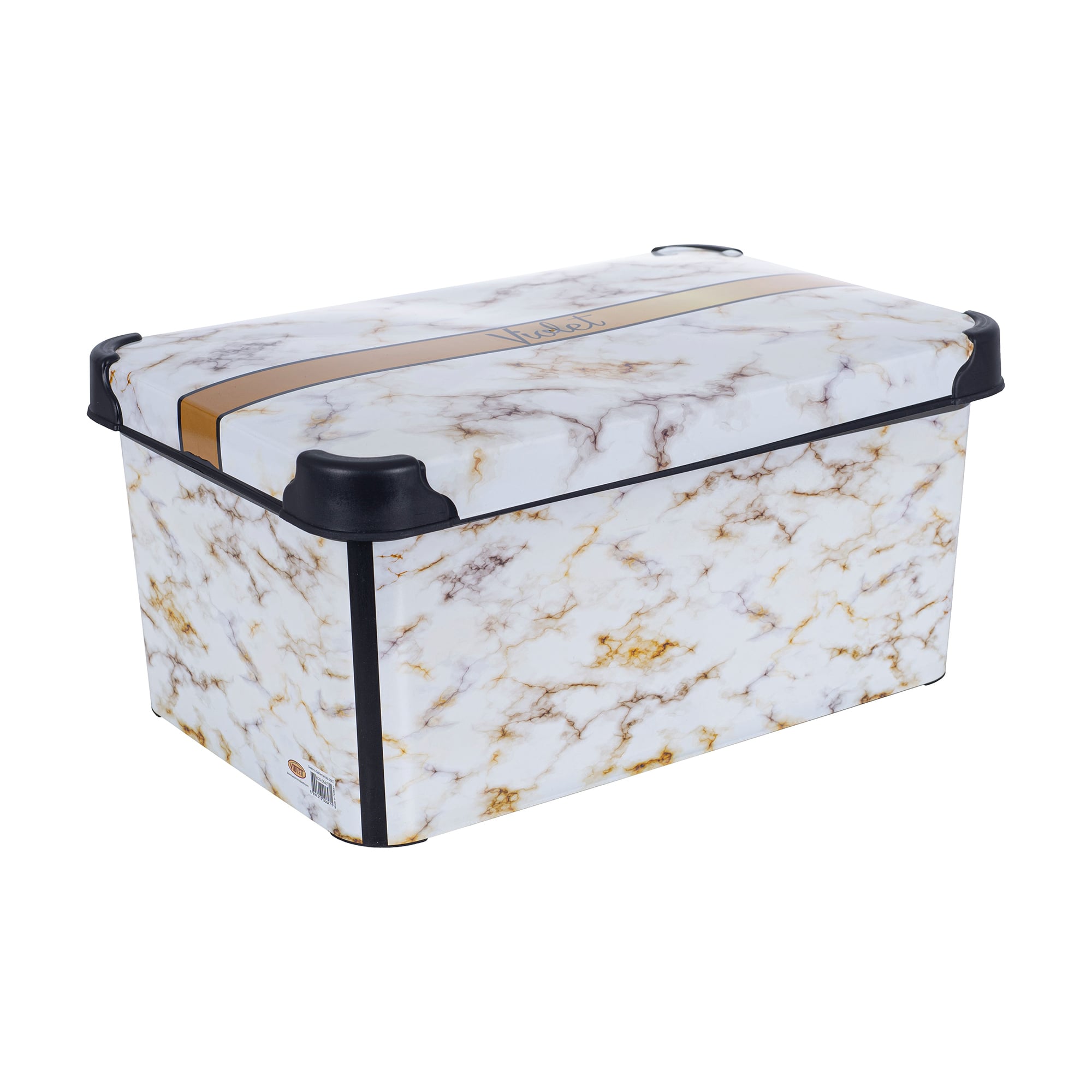 Контейнер для зберігання з кришкою Violet House 0647 Decor Marble White, 16.5*23.5*35 см, 10 л (0647 DECOR Marble WHITE с/кр. 10 л)